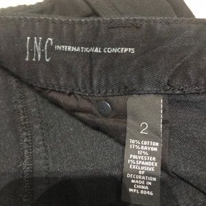 INC Black low rise straight leg jeans, size 2